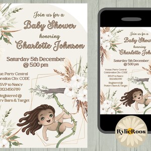 Boho Tarzan Baby Shower Invitation, Boys Tarzan Boho Baby Shower Invitation, Beige Boho Baby Shower Invite, Jungle Baby Shower invite