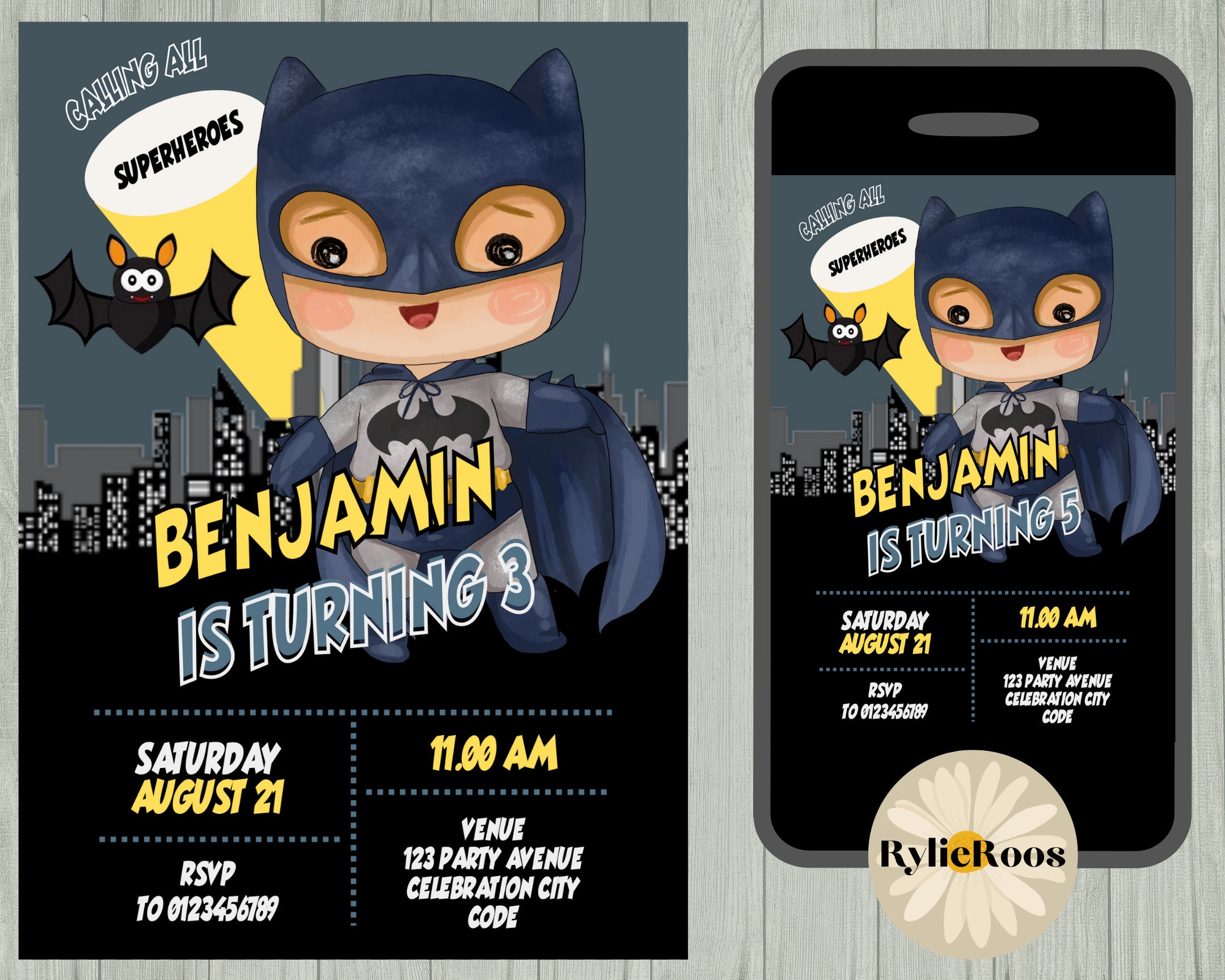 Boys Bat Guy Birthday Invitation Bat Boy Birthday Invitation - Etsy