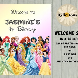 Princess Welcome Sign, Princess Birthday Welcome Sign, Princesses Birthday Welcome Sign