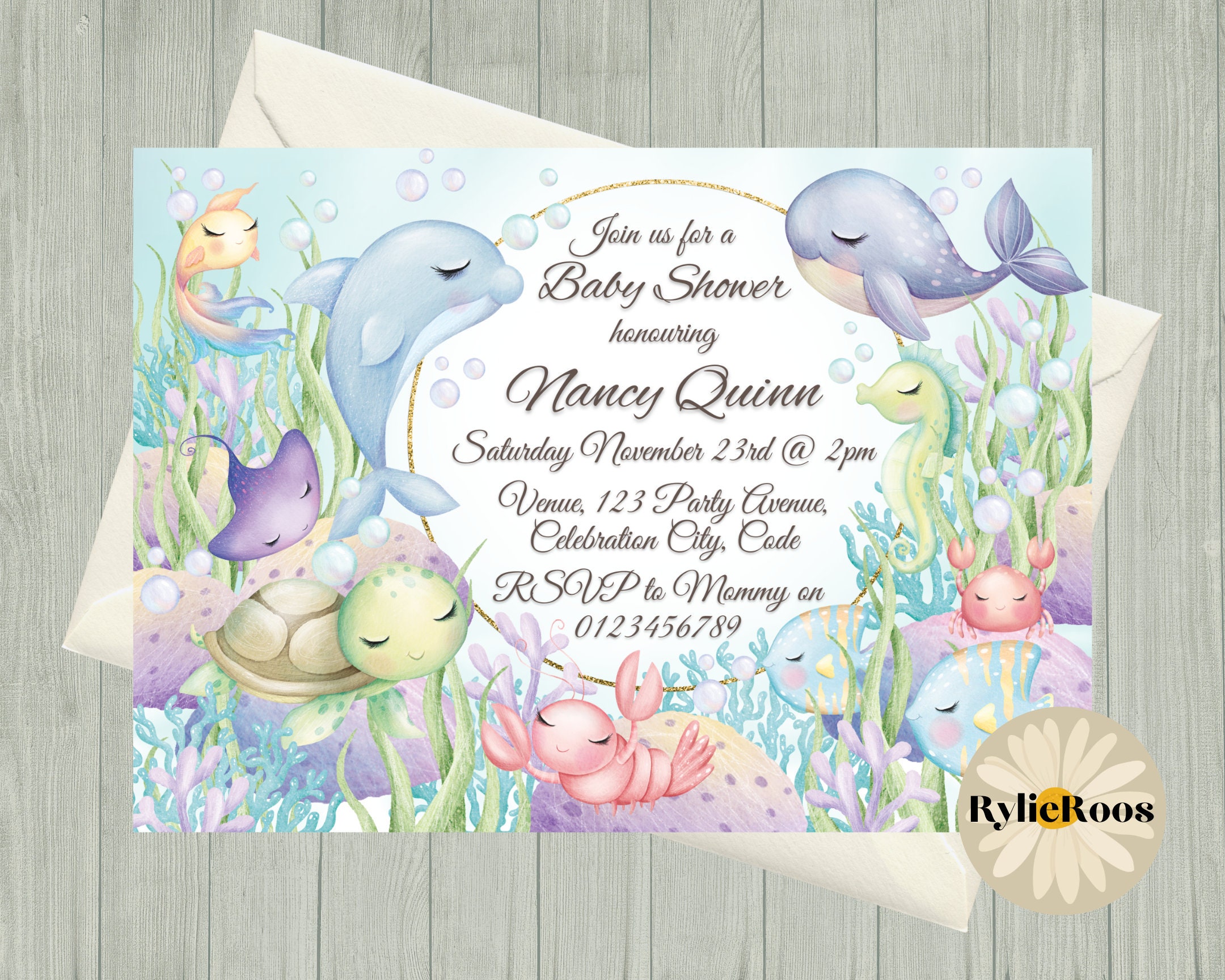 Cute Sea Creatures Baby Shower Bundle Pastel Ocean Baby Etsy
