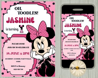 Minnie Mouse 1st Birthday Invitation: Polka Dot Design (Digital or Printable)