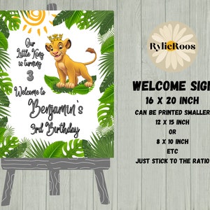 Lion King Birthday Welcome Sign: Simba Theme (Digital Design)