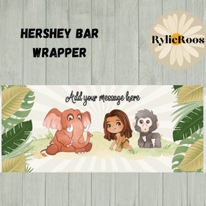Tarzan Hershey Bar Wrapper: Editable Party Favor (Digital Design)