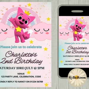Rainbow Pinkfong Birthday Invitation: Girls Digital Invite (Digital Design)