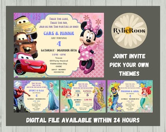 Joint Invitation, Siblings Birthday Invite, Twin Birthday Invite, Any Occasion Custom Invitation, Joint Invite