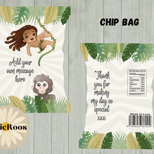 Tarzan Chip Bag: Jungle Birthday Party Favors (Digital Design)