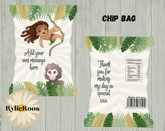 Tarzan Chip Bag: Jungle Birthday Party Favors (Digital Design)
