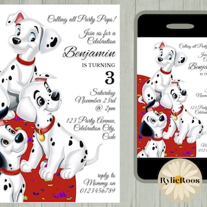 101 Dalmatians Invitation, Dalmatian Editable Invite, Boys Birthday Printable or Digital Any Age Text Invite, Dalmatian Dog Invite