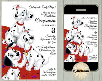 101 Dalmatians Invitation, Dalmatian Editable Invite, Boys Birthday Printable or Digital Any Age Text Invite, Dalmatian Dog Invite