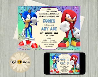 Sonic & Knuckles Birthday Invitation: Twins/Siblings Party (Digital Download)