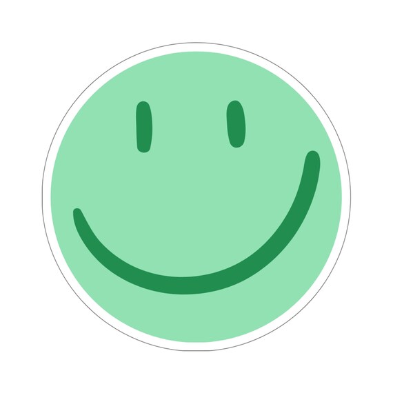 Groene Smiley Face Sticker Etsy Nederland