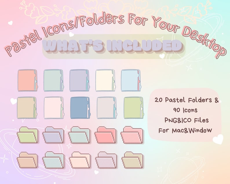 110 Pastel Cute Desktop Folder Icons for Mac & PC Desktop Etsy Australia