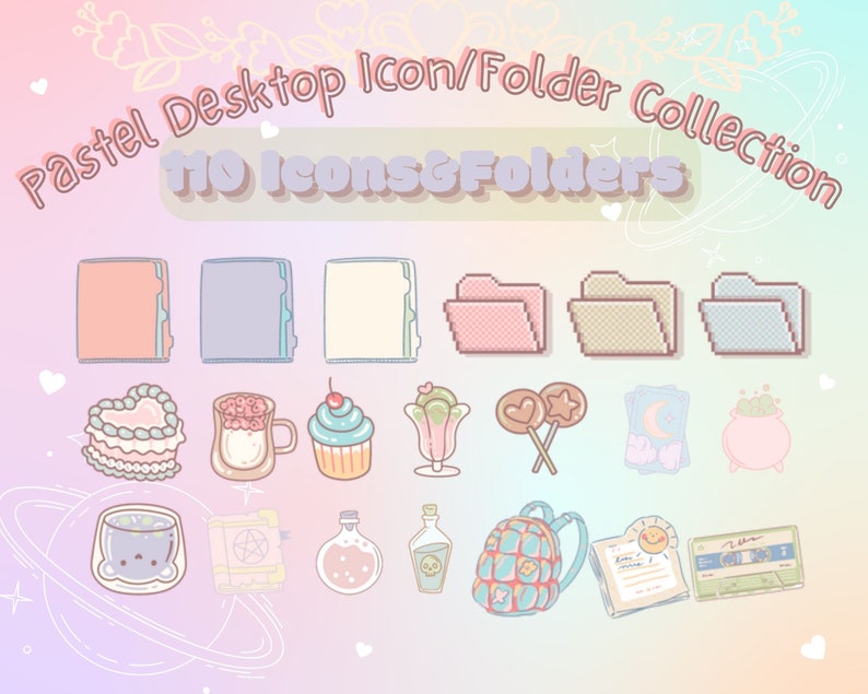 110 Pastel Cute Desktop Folder Icons for Mac & PC Desktop Etsy UK