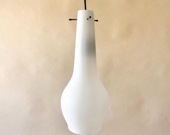 Vintage Italian 60s Murano Glass Pendant Light, Frosted Hanging Lamp, Venini Style