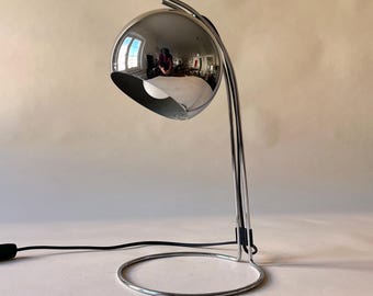 Vintage Chrome Ball Table Lamp, Space Age Eyeball Desk Lamp