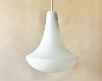 Vintage Italian 60s Murano Glass Pendant Light, Opaline Shade, Venini Style