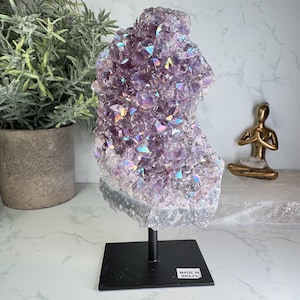 Angel Aura Amethyst Cluster on Stand from Brazil!