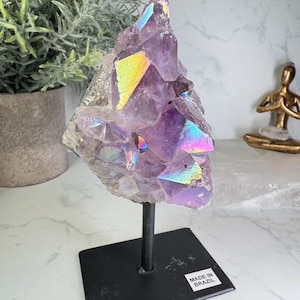 Angel Aura Amethyst Cluster on Stand from Brazil!