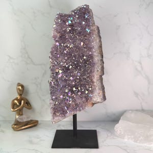 Large Druzy Angel Aura Amethyst on Stand from Brazil! Over 1 pound!