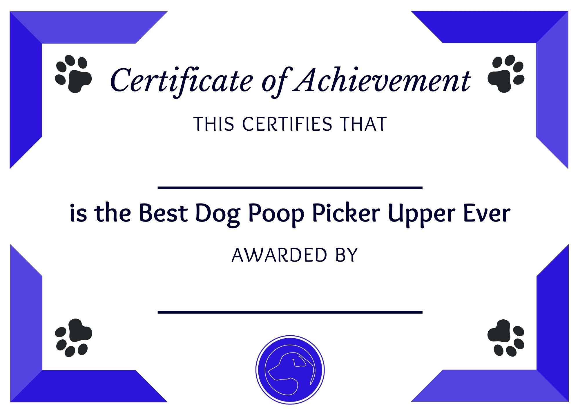 Best Dog Poop Picker Upper Fun Dog Certificate Dog Owner Etsy