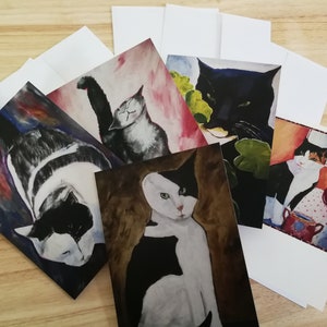 5 Cat Portrait Greeting Card Set