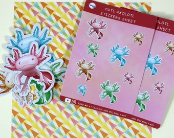 Axolotl Sticker Set ~ Sea Creature Stickers ~ Cute Stationery