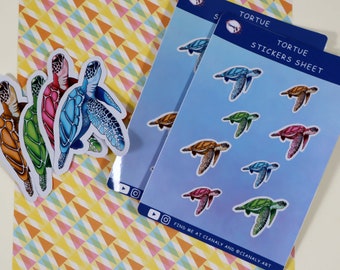 Turtle Stickers Set ~ Sea Creature Stickers ~ Cute Stationery