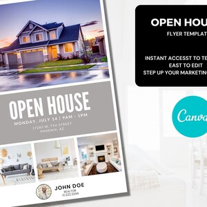 Real Estate Open House Flyer Template V2  | Real Estate Marketing | Canva Editable