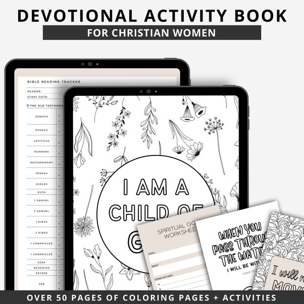 Bible Study & Devotional Coloring Workbook | Scripture Activities | Prayer Journal | Instant Digital Download