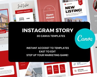 30 Real Estate Instagram Story Posts | Social Media for Real Estate Agents | Real Estate Instagram |  Canva Template | VOL2