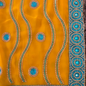 Rare! Vintage Sequined Saree  Pure Chiffon Silk Two color with two design shade