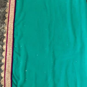 Vintage Georgette Saree with Gold border  with Mukaish Work