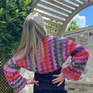 Crochet Pattern Shrug, easy to make Sophia long sleeve crochet shrug.  Designed by Corinne pdf download.