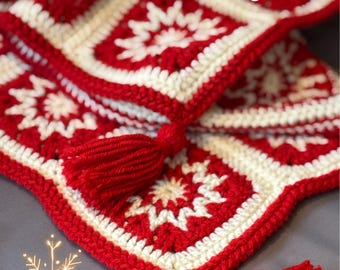 Patrón de crochet para manta navideña de copos de nieve / Manta de invierno (patrón PDF)