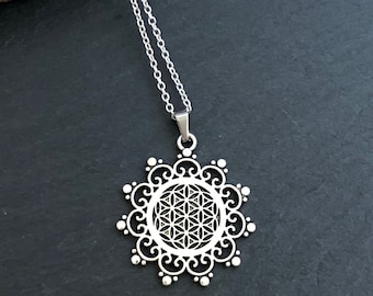 Boho Necklace, Antique Silver Necklace, Ethnic Style Necklace, Silver plated Necklace, Tibetan, Boho Jewellery UK, Pendant Charms Boho, Gift