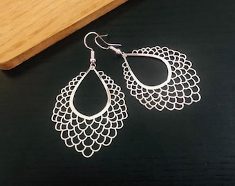 Silver Filigree Drop Earrings, Lightweight Earrings, Boho Dangle Earrings, Filigree Jewellery Uk, Bohemian Earrings, Statement Earrings