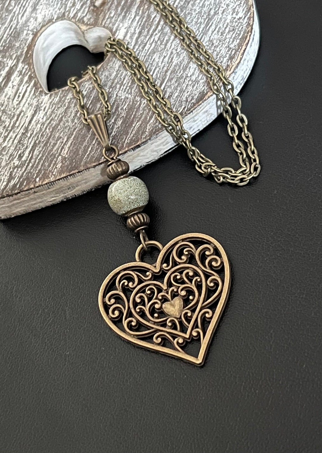 Aesthetic Gold Plated Heart Necklace Heart Pendant Necklace, Boho Jewelry