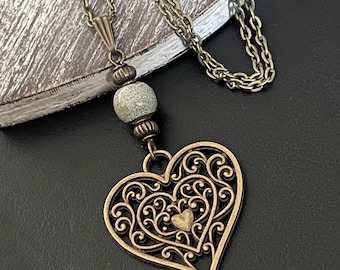 Boho Necklace, Antique Gold Necklaces, Heart Pendant Necklaces, Statement Jewellery, Ethnic Necklaces, Mandala Heart, Boho Jewellery Uk