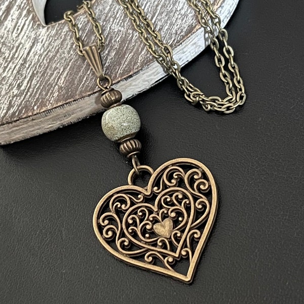 Boho Necklace, Antique Gold Necklaces, Heart Pendant Necklaces, Statement Jewellery, Ethnic Necklaces, Mandala Heart, Boho Jewellery Uk