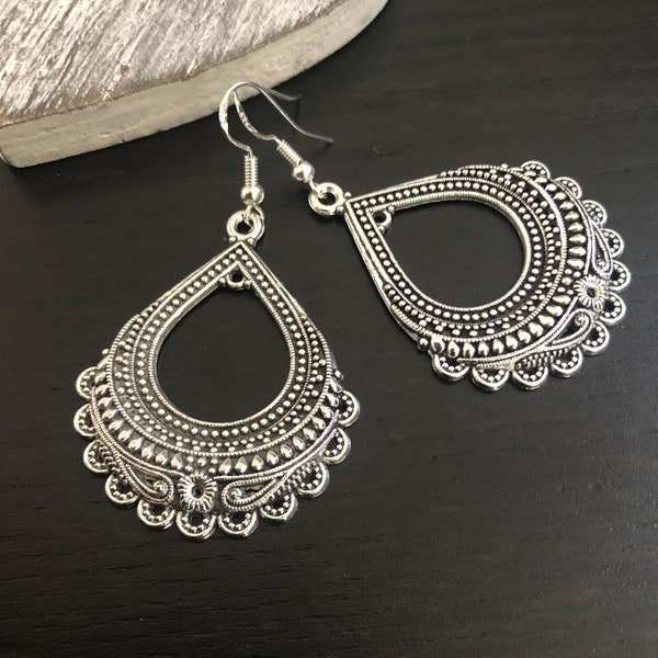 Vintage Boho Dangle Hoop Earrings