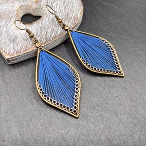 Boho Earrings, Blue Drop Earrings, Thread Earrings, Tassel Earrings, Statement Earrings, Boho Jewellery , Ethnic Earrings, Long Earrings Uk