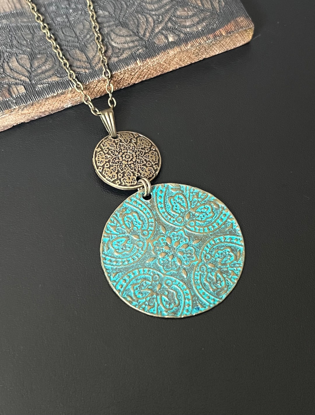 Boho Necklace Ethnic Style Necklaces Disc Pendant Necklaces Etsy