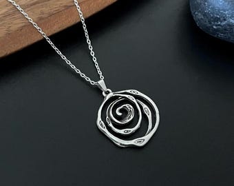 Boho Silver necklace, Silver Plated Necklaces, Women's Swirls Necklace, Ethnic Style, Boho Jewellery Uk, Minimalist Jewellery, Spiral, Gifts