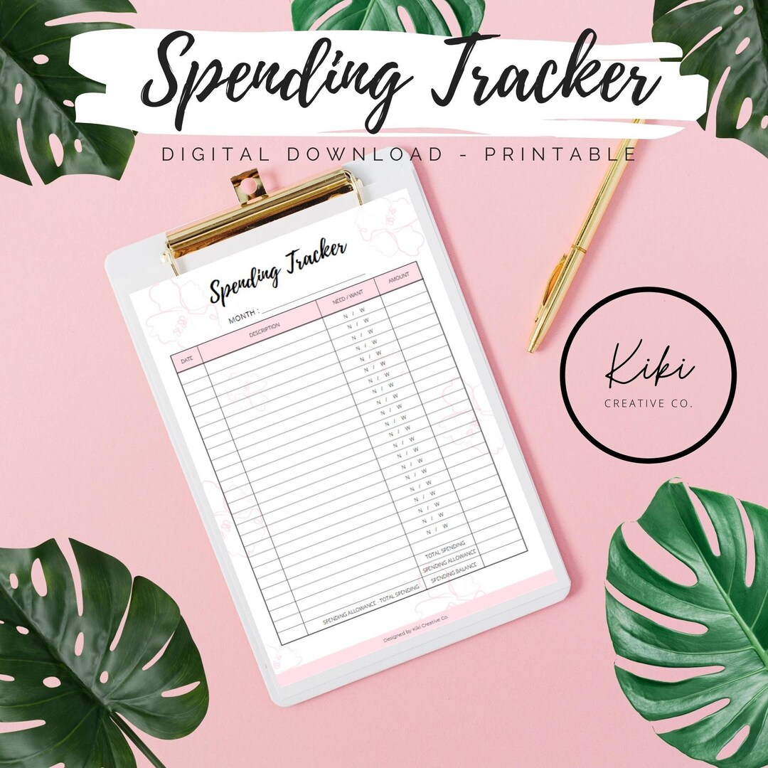 Spending Tracker, Printable, Instant Download, Digital Download ...