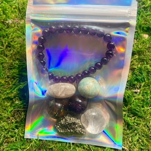 Neumond Kristall Kit, Manifestation Armband & Kristalle Set, Mond Ritual Geschenk, Affirmationskarte, Vertrauen und Wachstum