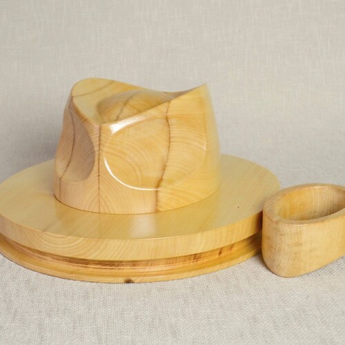 Wooden Fedora Hat Block Set F31 SBB 2.5 Wide Brim - Etsy