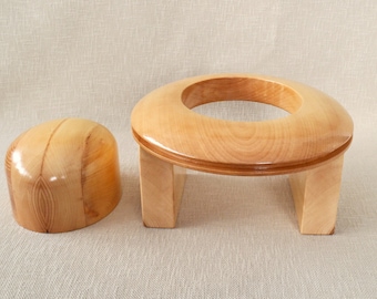Wooden Hat Block Set with Open Crown Block and Flange Brim Block OV 31 - Hat Block Set - Hat Making Tools - Flange Brim Block - Crown Block