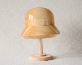 Wooden Cloche  Hat Block Set with Hat Block Stand 4S - Two-sided Brim Block - Cloche Hat Block - Millinery Tools - Easy Hat Blocks