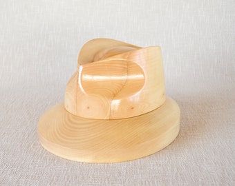 Wooden Fedora Hat Block with Flip Brim Set F34 - Optional Presser - Fedora Hat Block Set - Hat Making Tool - Trilby Hat - Millinery tools