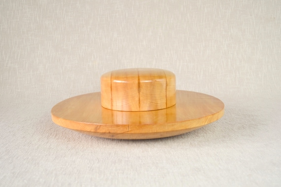 unique wooden round crown tall block/MILLINERY WOOD BLOCK HAT